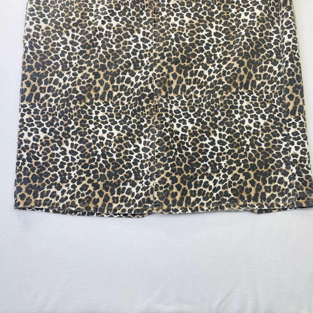 Catherines Est 1946 Denim Leopard Print Midi Skirt Plus Size 26W Brown Cheetah - Picture 6 of 9